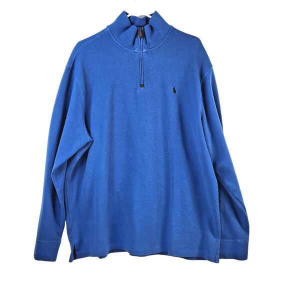 Polo Ralph Lauren Mens Blue Estate Rib 1/4 Zip Pullover Sweater Size XXL - Picture 1 of 12